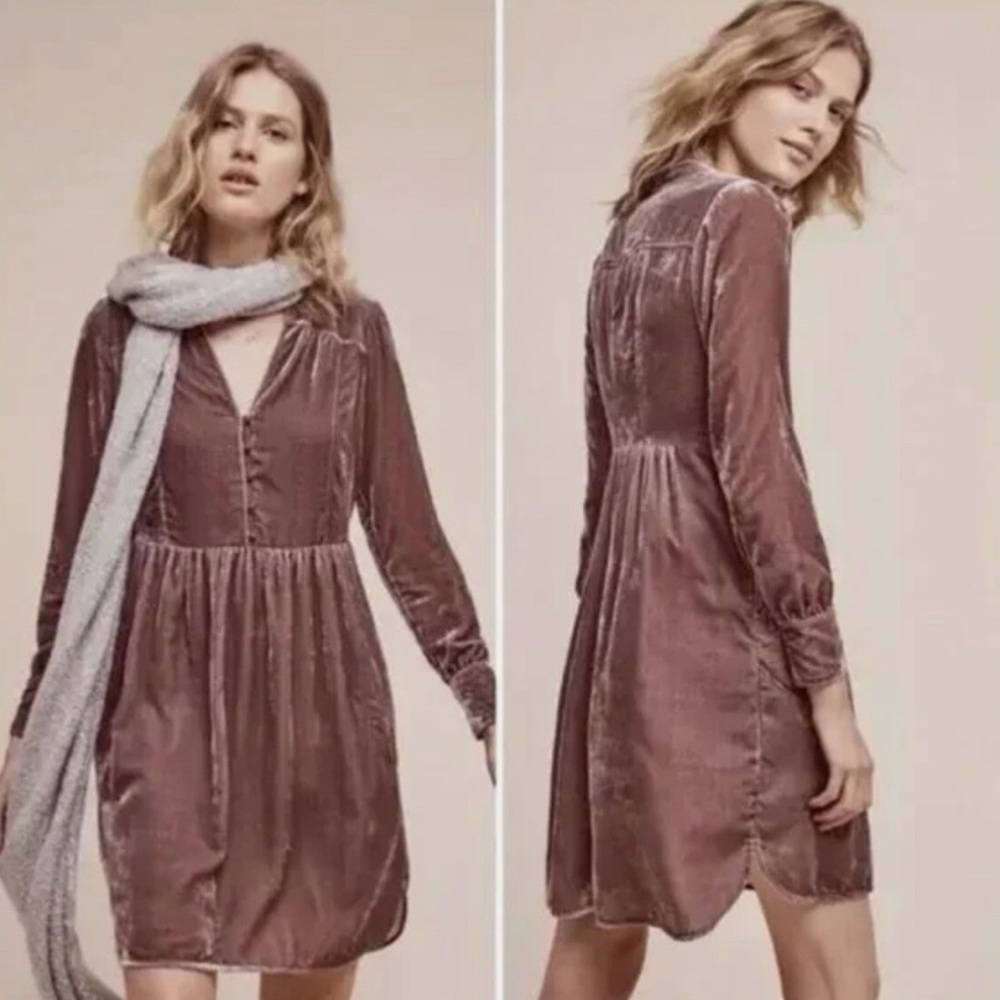 Anthropologie Holding Horses Velvet Plaid Dress Top